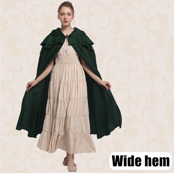 Unisex Dark Green Hooded Cloak - Picture 2 of 11